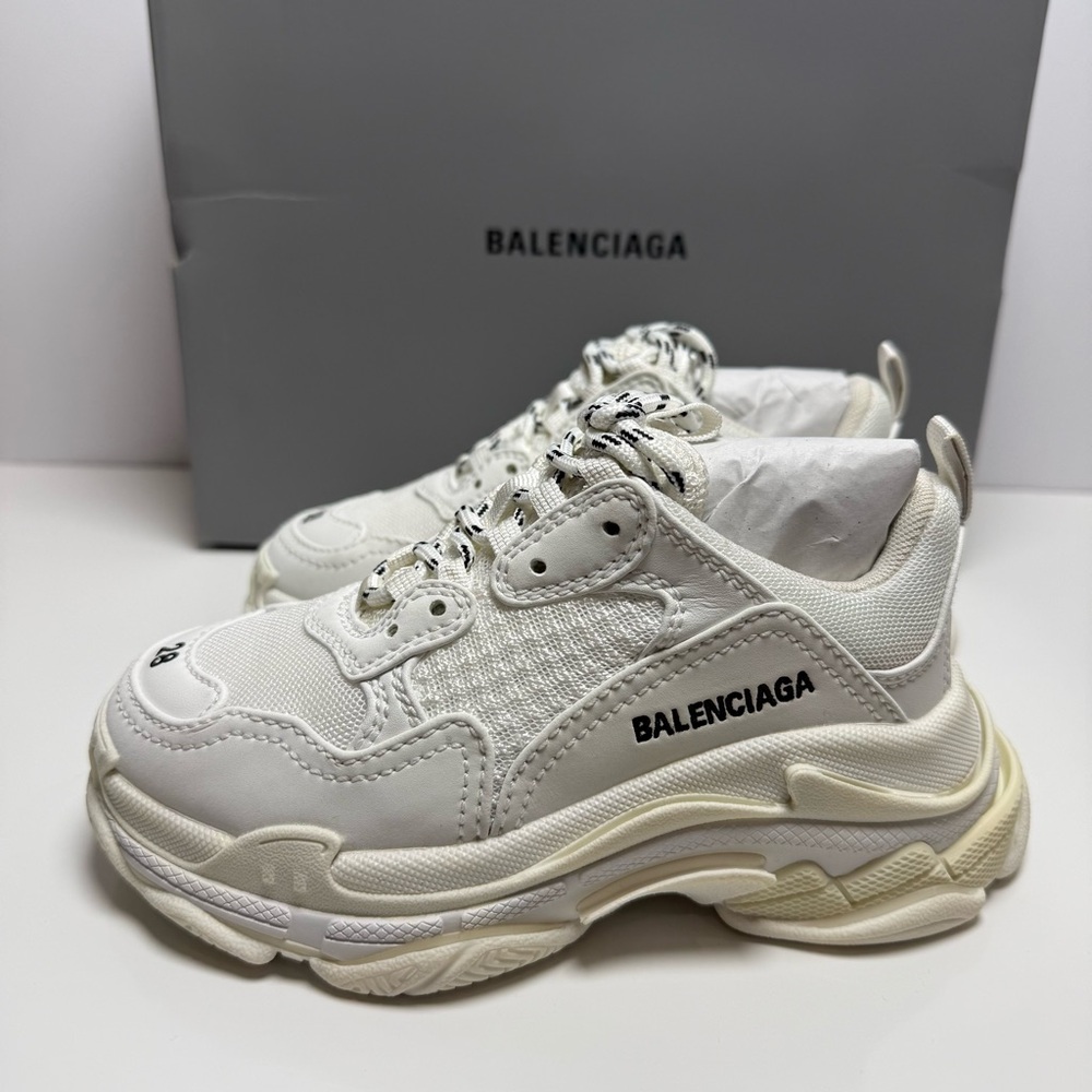 Balenciaga Authentic Triple S Kids Leather Sneakers